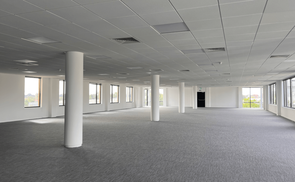 empty office space with supporting columns