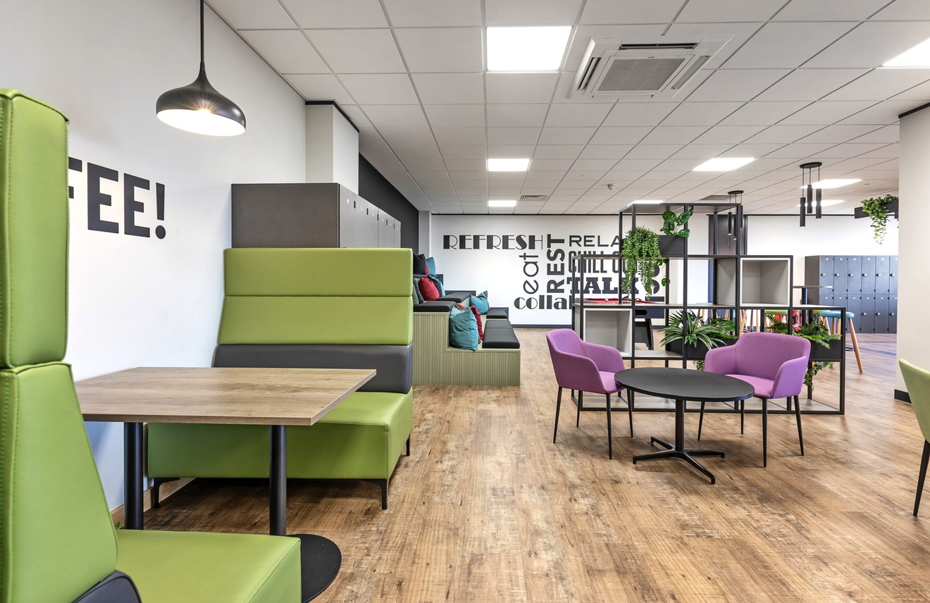 breakout space with different types of furniture