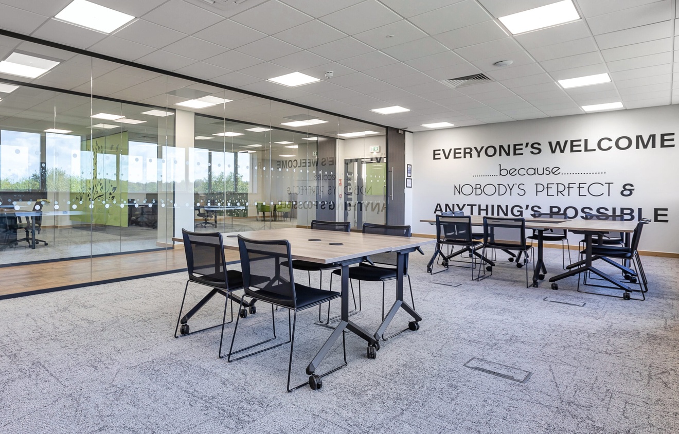 office desk set up, with multiple desks